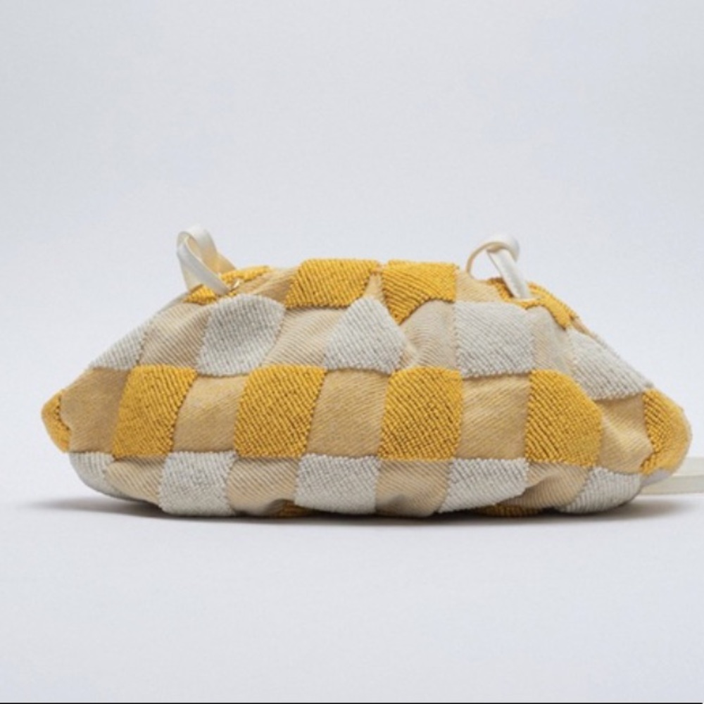 Beaded Gingham Zara Clutch Purse NWT